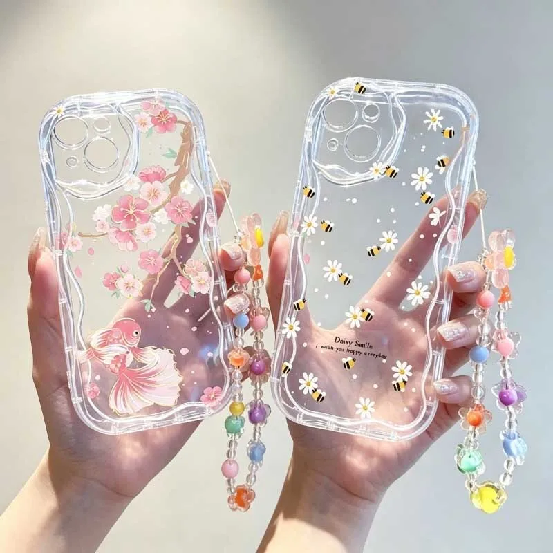 Cute Cartoon Wrist Strap Silicone Case - حافظة بحزام معصم بتصميم نحلة زهرة
