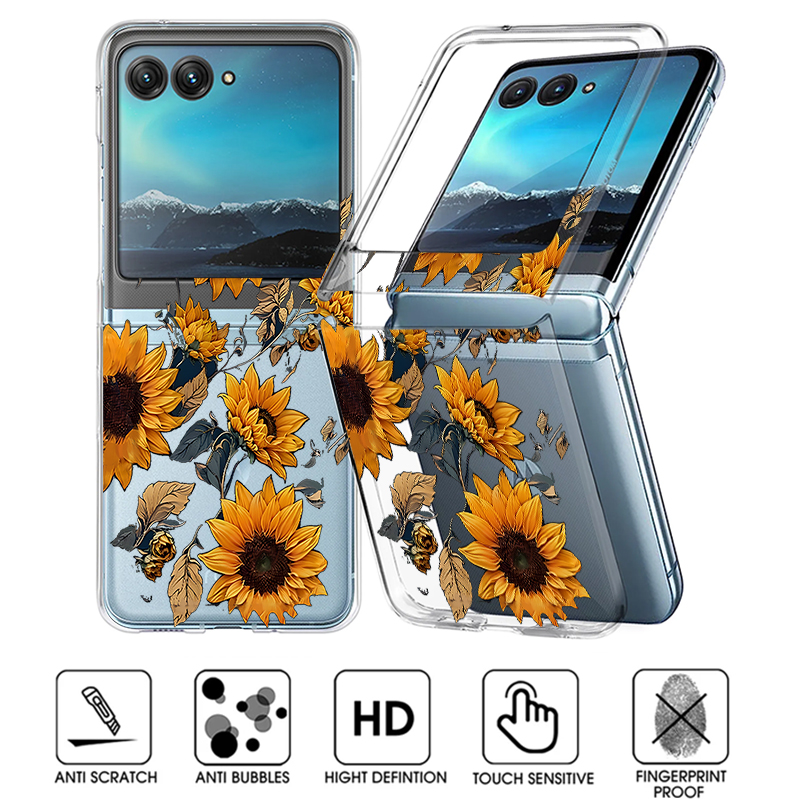 Clear Shockproof Bumper Case - حافظة هاتف شفافة بنمط عباد الشمس