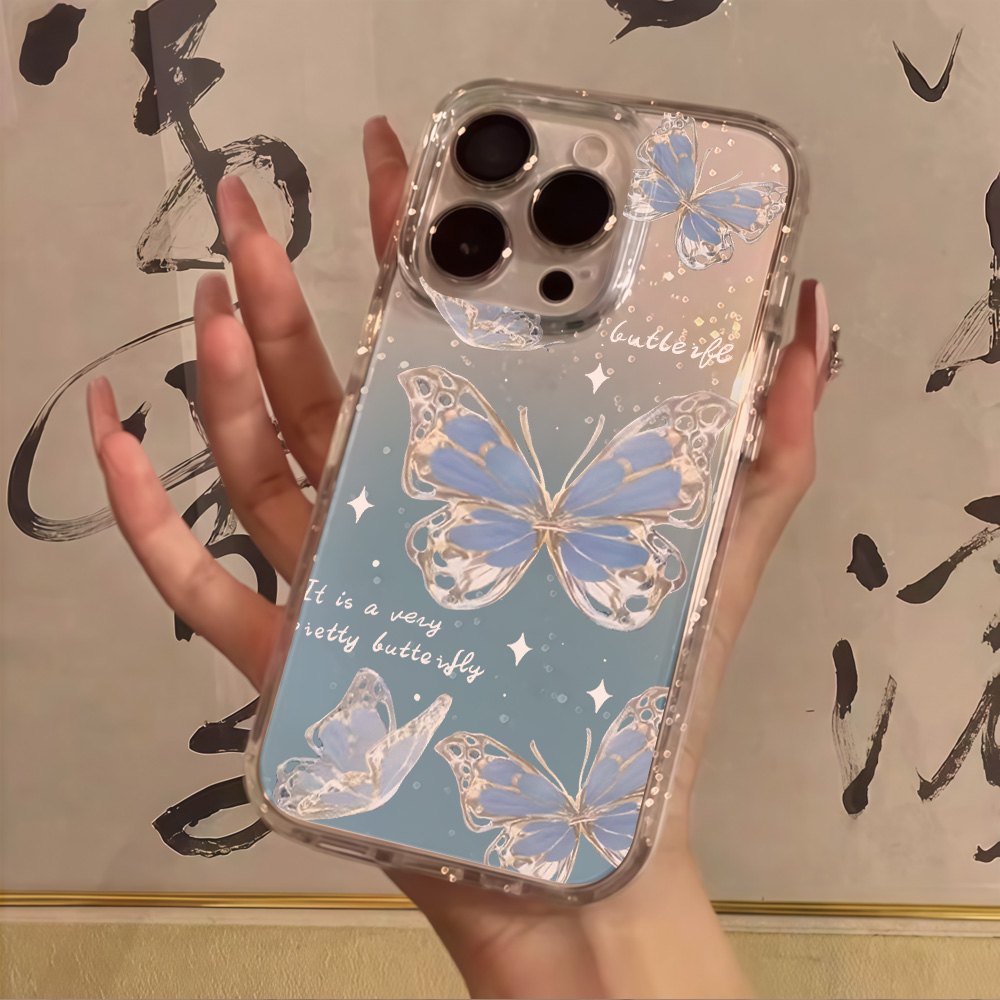 غطاء هاتف فاخر بتصميم فراشة زر - مراجعة Clear Shockproof Bumper Case وسعره