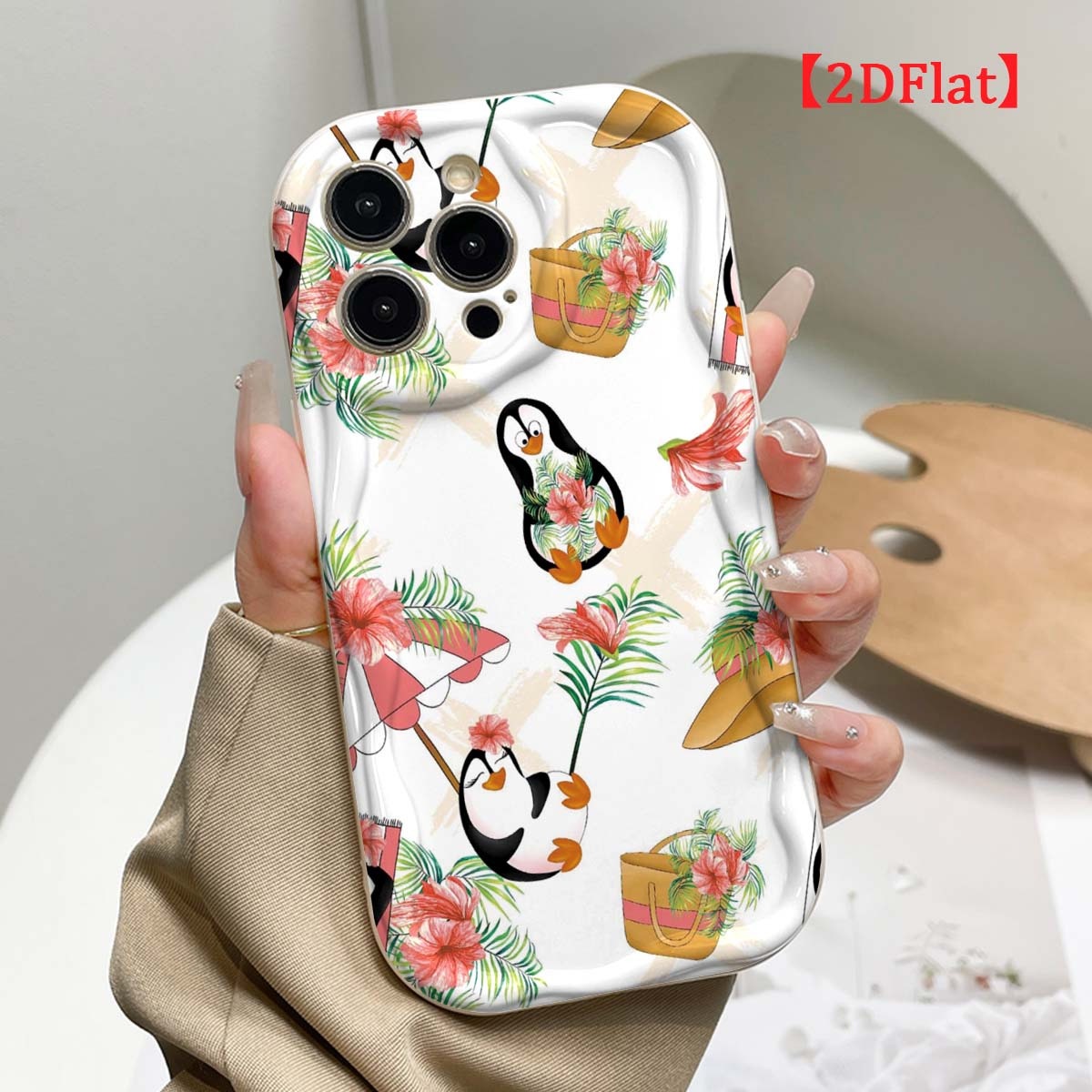 غطاء هاتف لطيف بتصميم البطريق  - مراجعة Cute Cartoon Wrist Strap Silicone Case وسعره